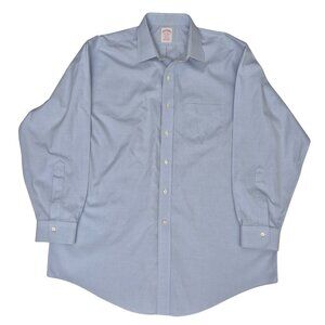 Brooks Brothers Mens Dress Shirt 17-34 Supima Cotton Solid Blue Long Sleeve
